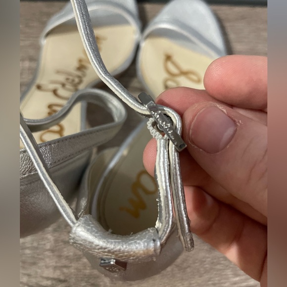 Sam Edelman Patti Ankle Strap Heel Sandal Leather silver Women’s Size 9 - Picture 5 of 6